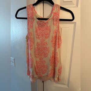 Lucky Brand Coral and Cream Tank Top